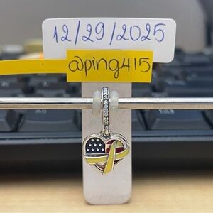 Pandora Heart, Flag & Remembrance Ribbon Dangle Charm